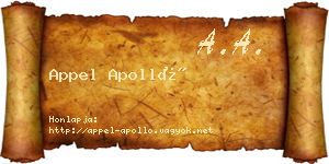 Appel Apolló névjegykártya